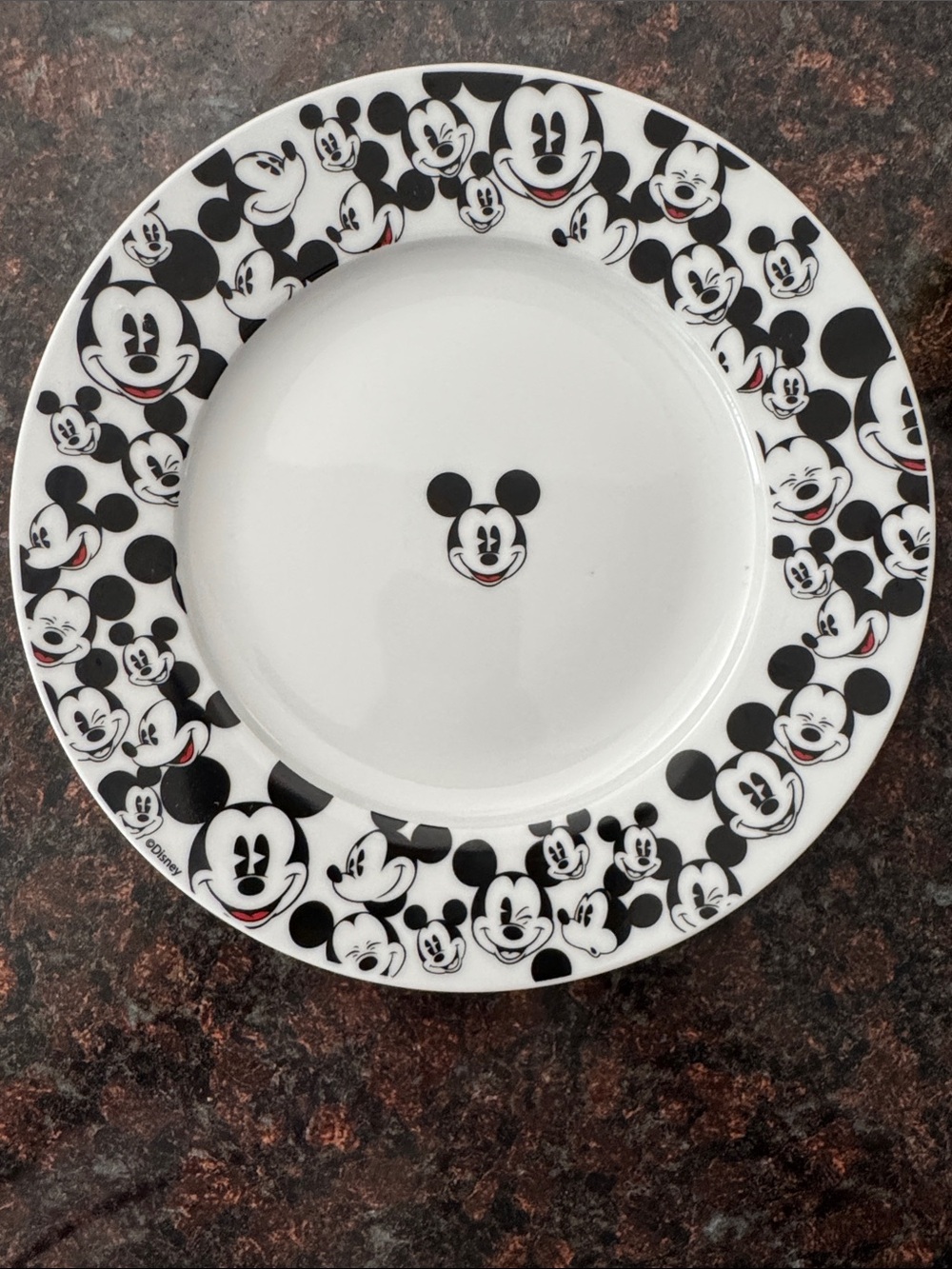 Disney Black & White Mickey Mouse Ceramic Salad Plate